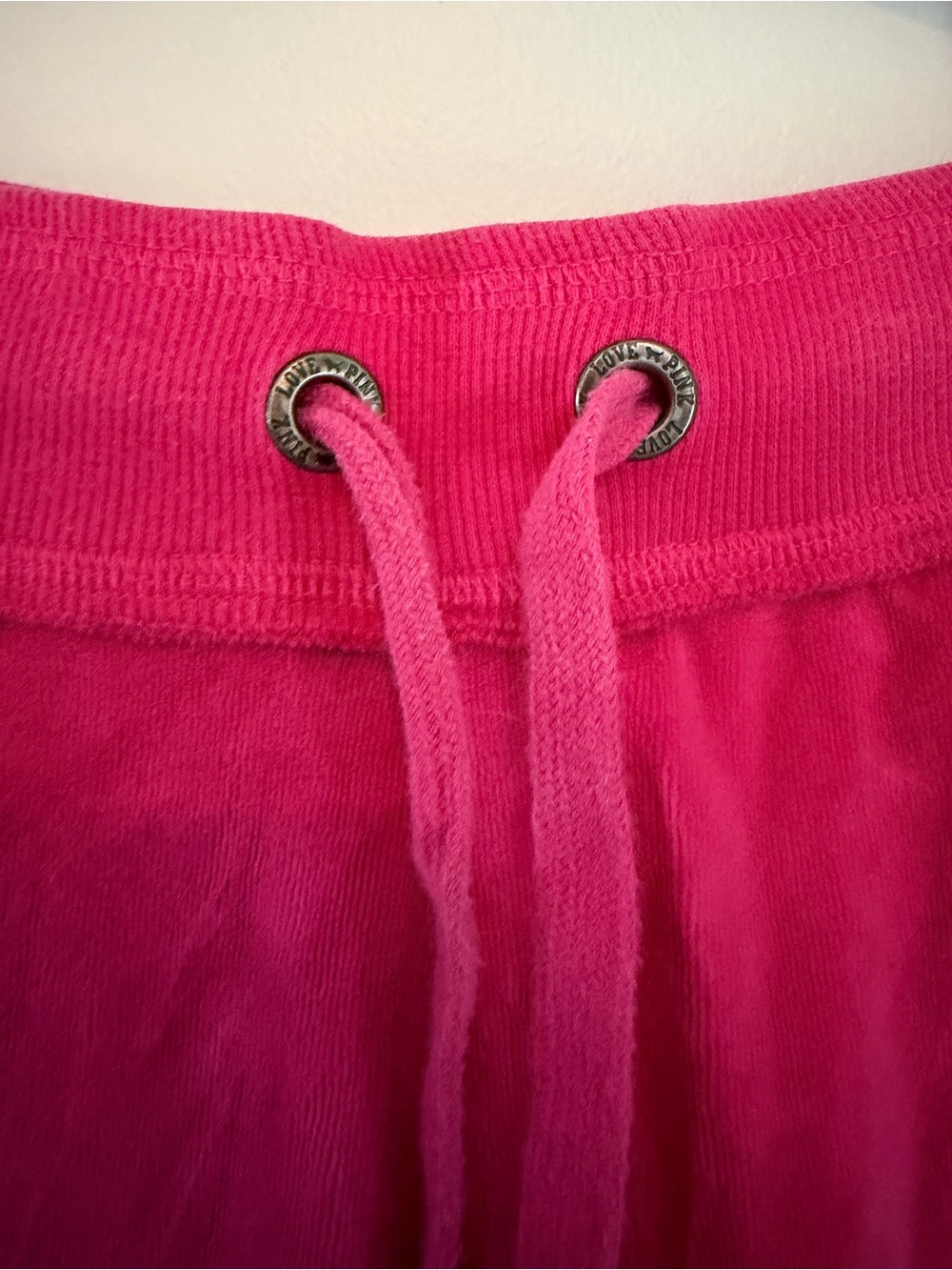 Vintage Hot Pink Velour Lounge Pants with Side Sequin Script - Picture 2 of 9